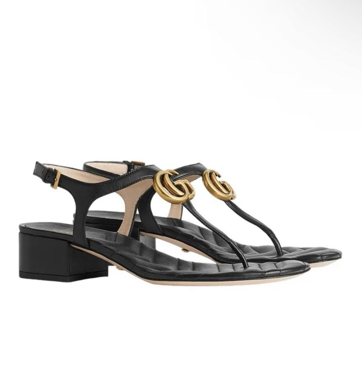 Gucci Gucci Double G Thong Sandal Nappa Black size 39 Size US 9 / IT 39 - 1 Thumbnail