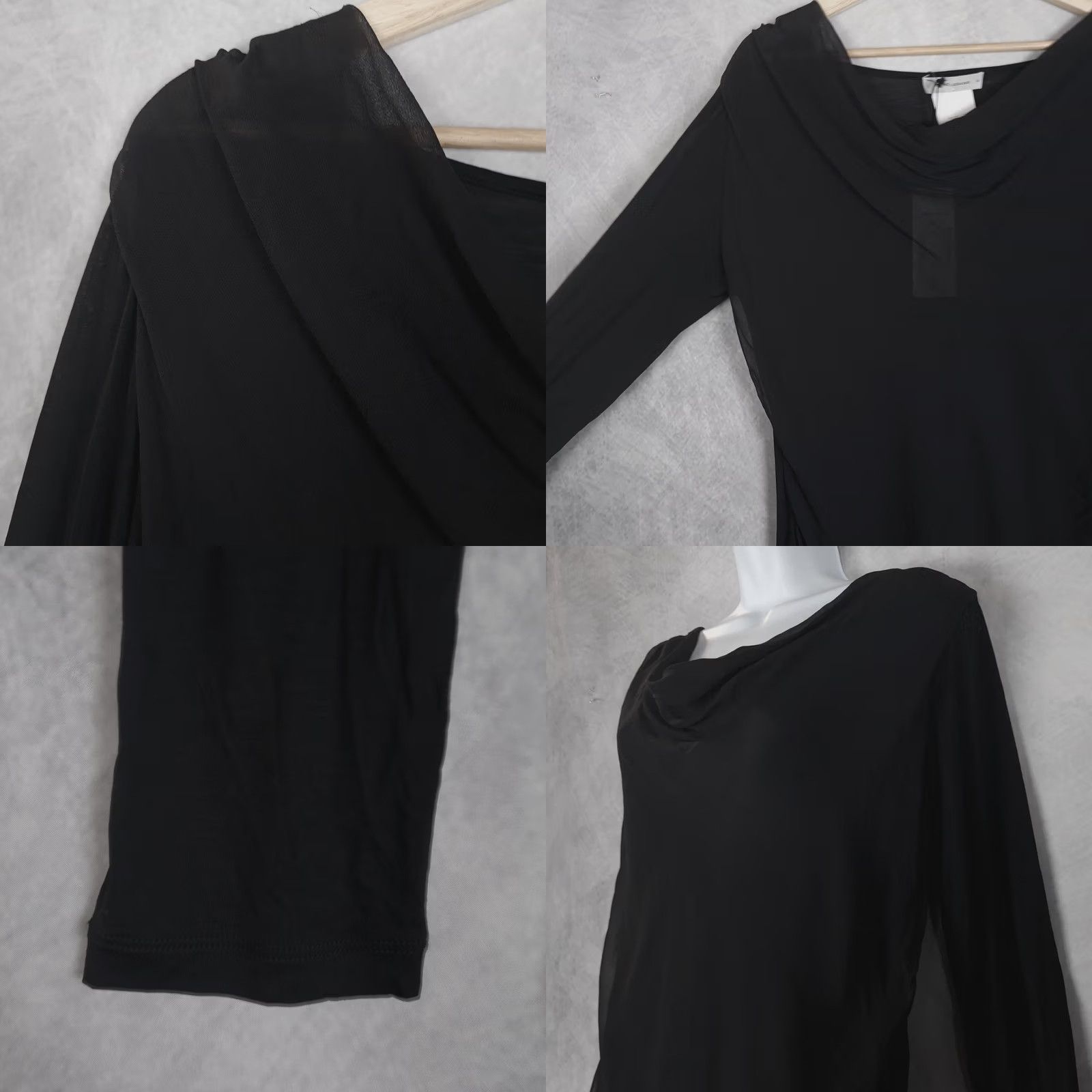 Vintage RENE LEZARD Tunic Women 42 Black Sheer Cowl Neck Lyocell Silk Flowy Tunic Size M / US 6-8 / IT 42-44 - 8 Thumbnail