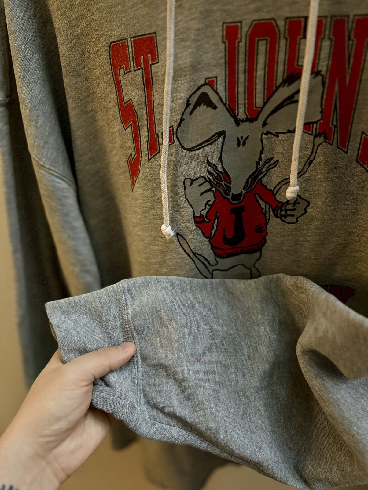 Jansport St. John’s University VTG Y2K grey mouse mascot hoodie XL Size US XL / EU 56 / 4 - 5 Thumbnail