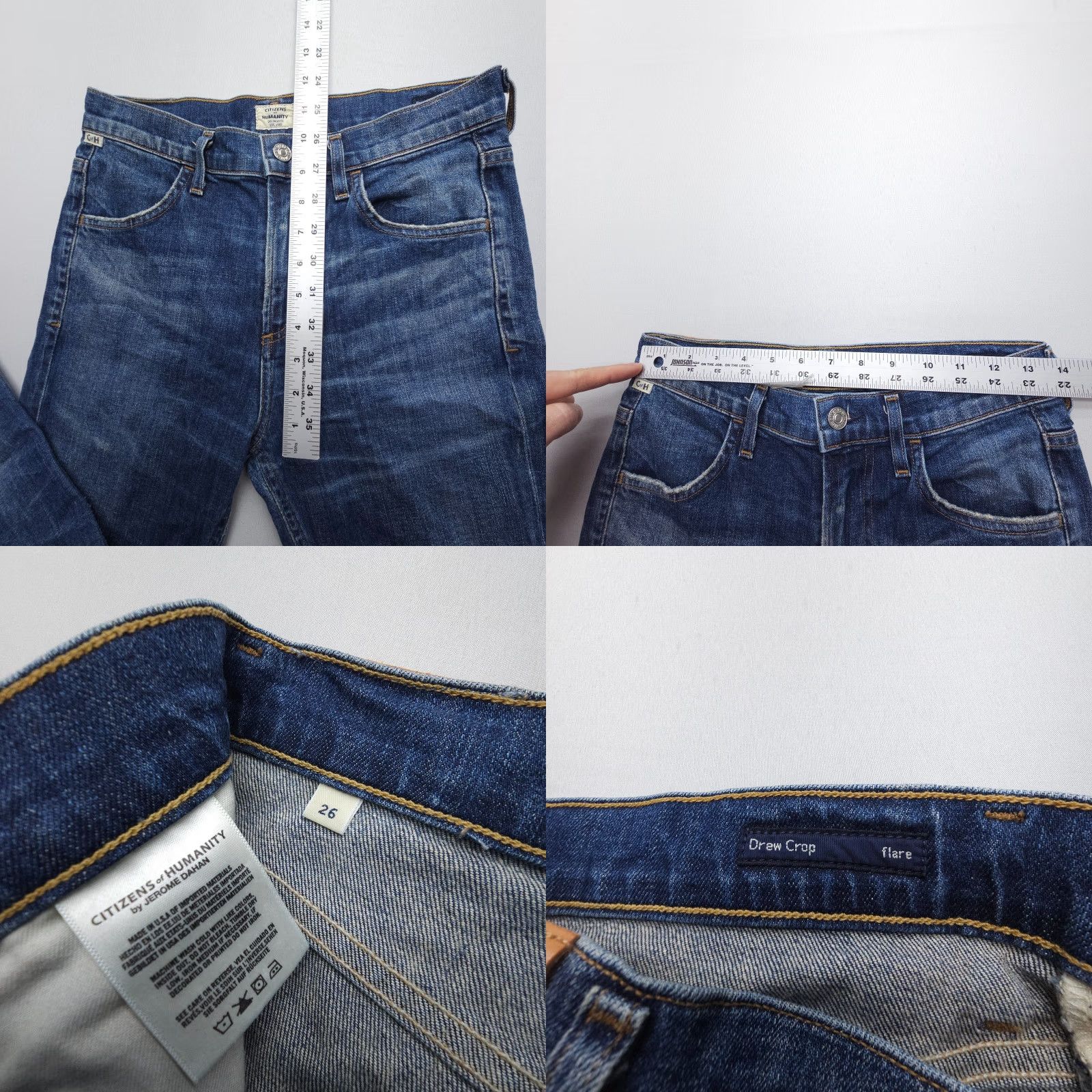 Citizens Of Humanity Citizens of Humanity Drew Crop Flare Jeans 26 Dark Wash USA Made Denim Size 26" / US 2 / IT 38 - 8 Thumbnail