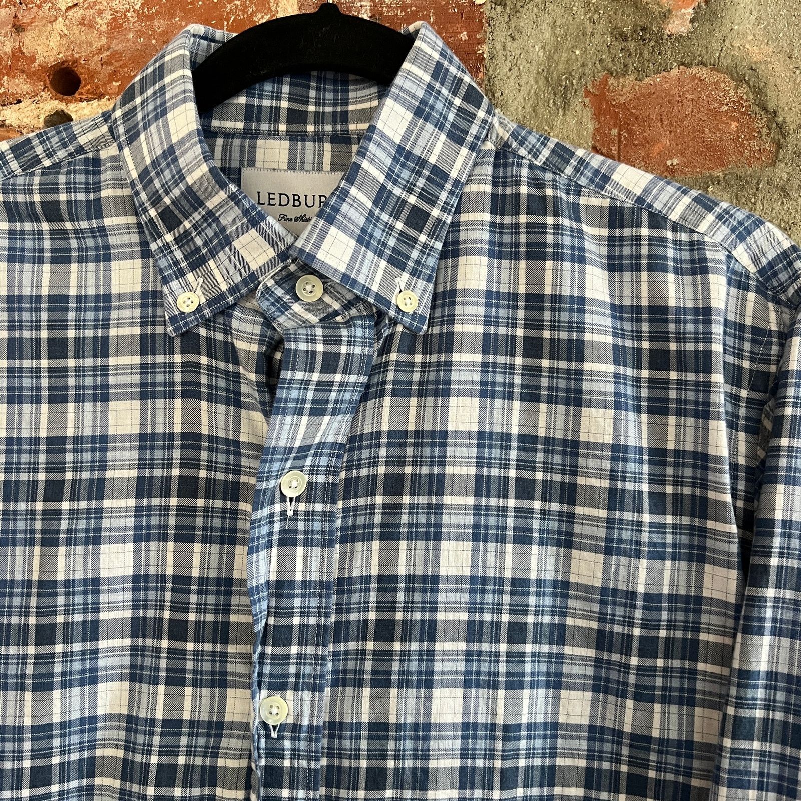 Ledbury Ledbury Men's Blue Plaid LS Shirt M 23x30 Size US M / EU 48-50 / 2 - 1 Thumbnail