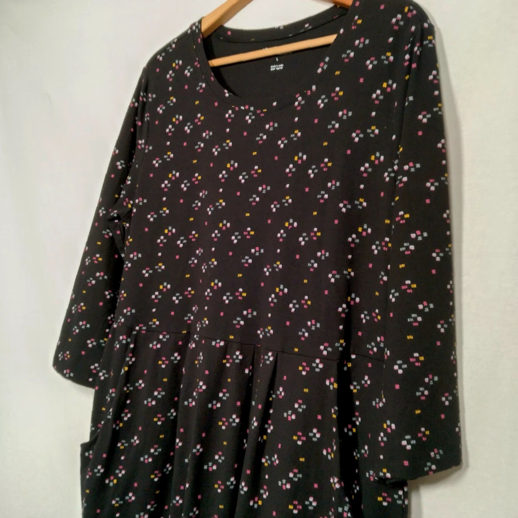 Vintage NORTHSTYLE Abstract Midi Shirt Dress Large Navy Blue Purple Long Sleeve Womens Size L / US 10 / IT 46 - 5 Thumbnail