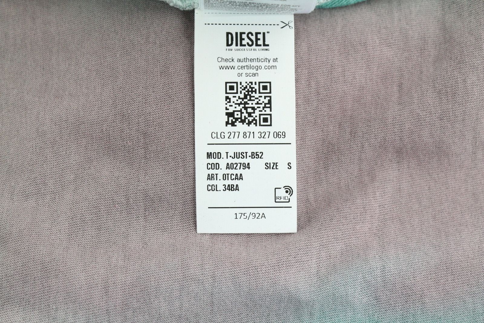 Diesel T-JUST-B52 S Acid Wash Crew Stretchy T-Shirt 84109 Size US S / EU 44-46 / 1 - 8 Thumbnail