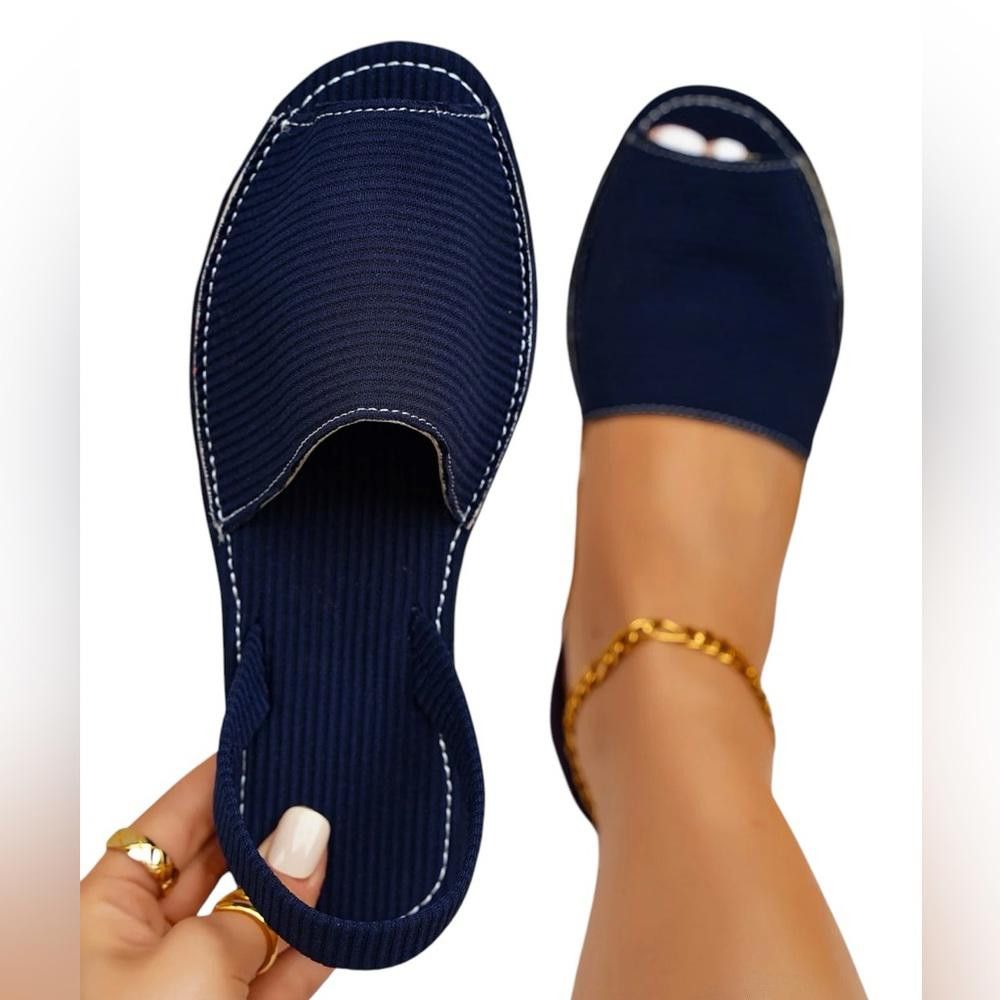 Designer Women's Navy Slingback Sandals - Size 5 Size US 5 / IT 35 - 2 Thumbnail