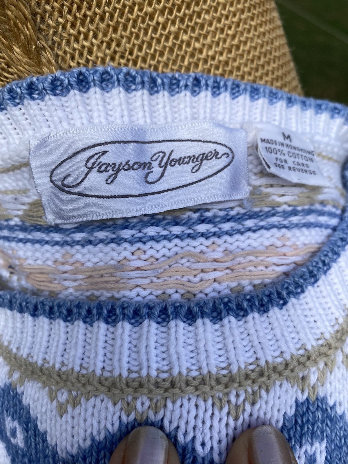 Other Jayson Younger Women’s White Blue Sage Peach Sweater Cotton Size M / US 6-8 / IT 42-44 - 10 Thumbnail