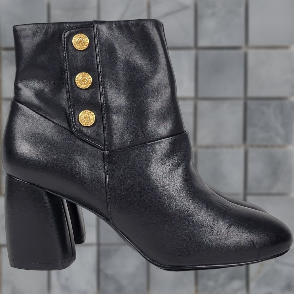 Nine West Nine West Boots Kirtley Block Heel Ankle Black Leather 7.5 M Womens Shoes Size US 6 / IT 36 - 1 Thumbnail
