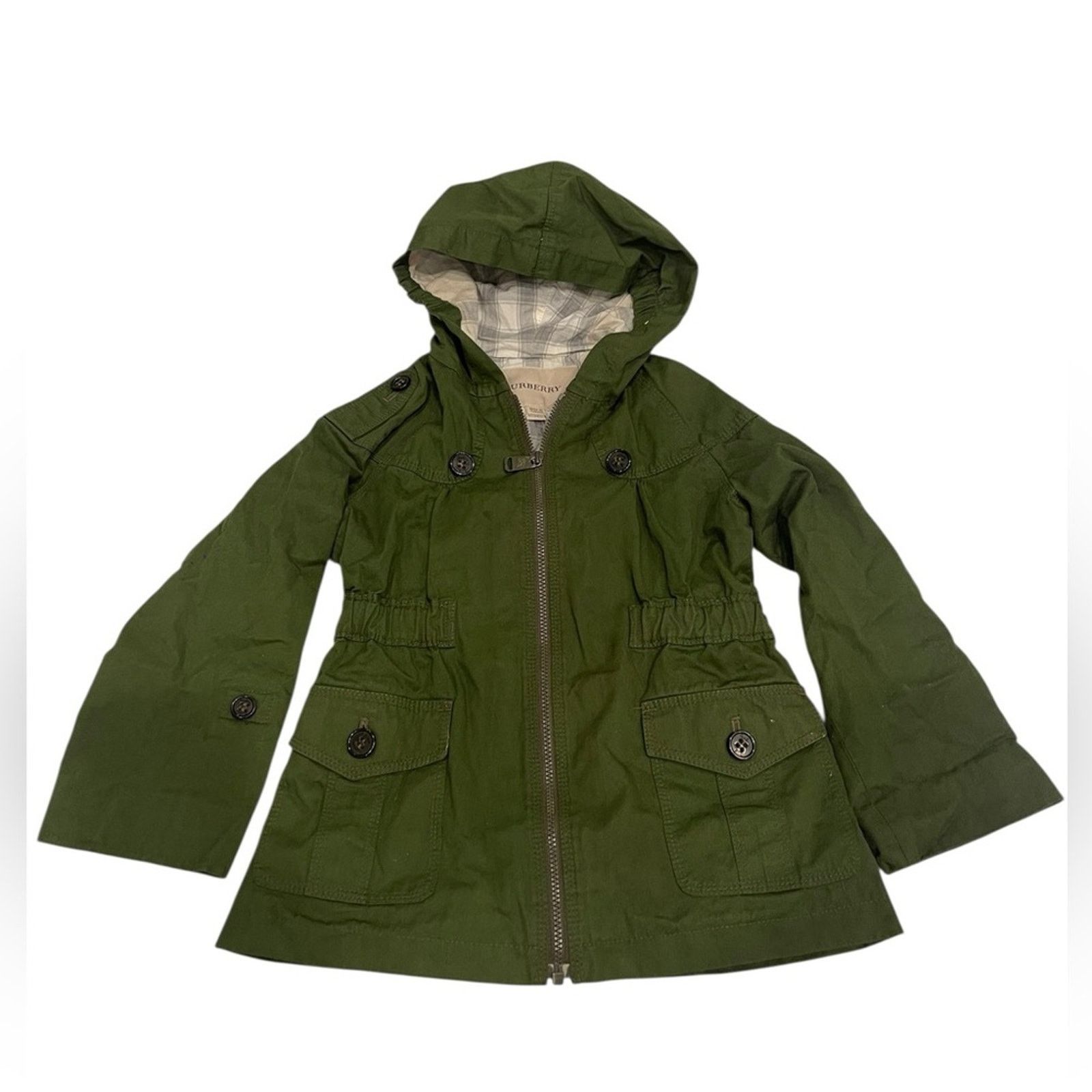 Burberry Burberry Kids Green Hooded Jacket Size:4Y Size ONE SIZE - 1 Thumbnail