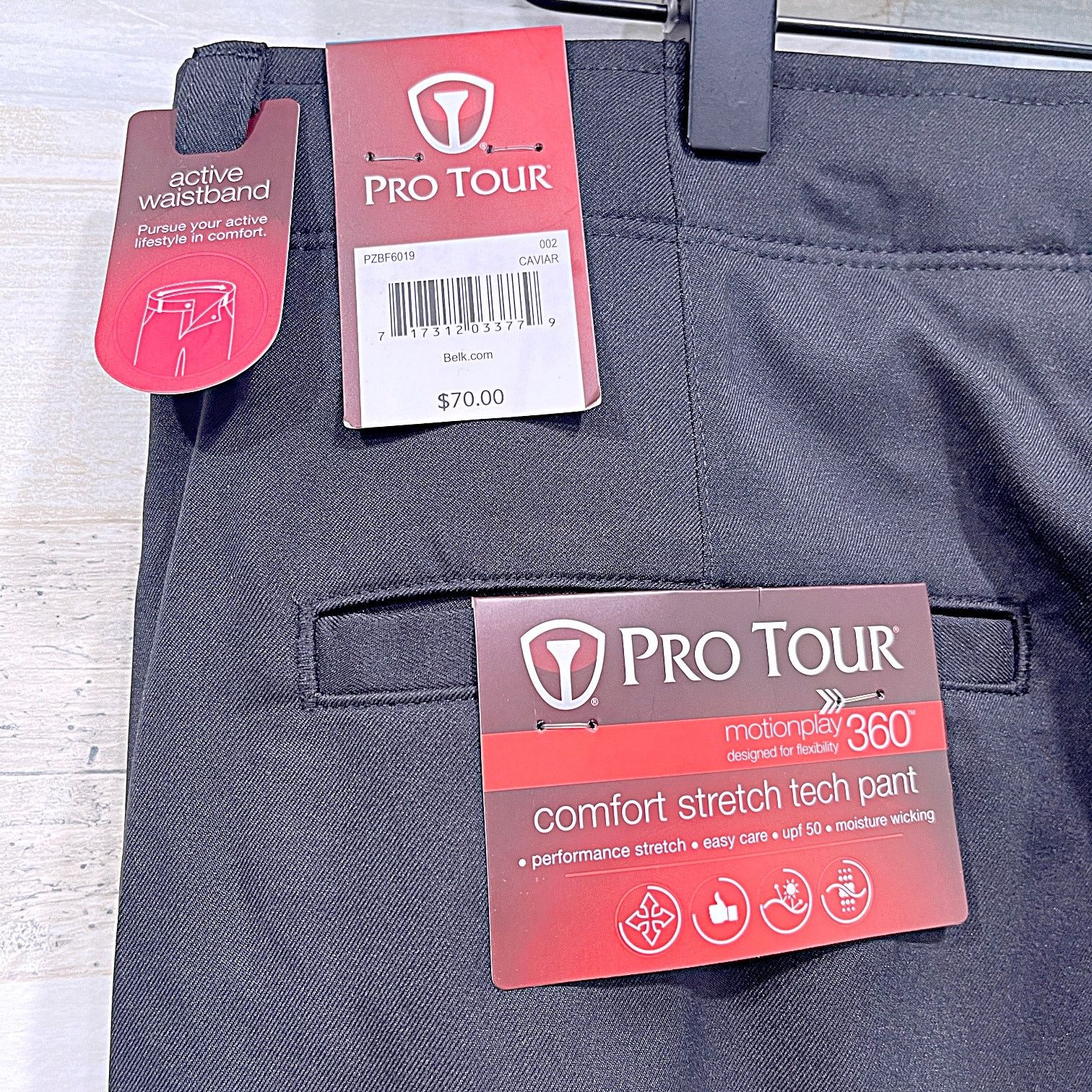 PGA Tour Pro Tour Stretch Active Waistband Golf Pants Black 36x32 Size 36" / US 14 / IT 50 - 6 Thumbnail