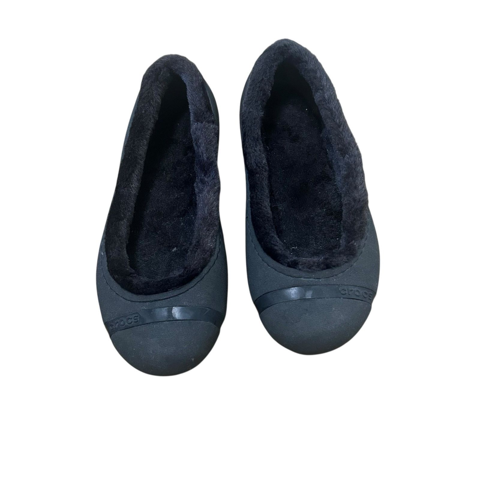 Crocs Crocs Black Fur Lined Flats Sz 7 Size US 7 / IT 37 - 2 Thumbnail