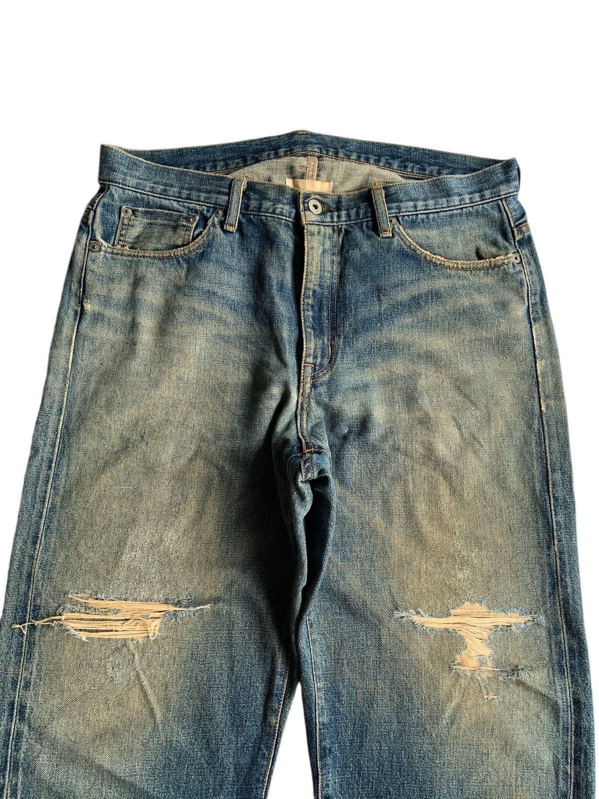 Kapital Whiz Limited Buckle Back Selvedge Distressed Denim Size US 36 / EU 52 - 7 Thumbnail
