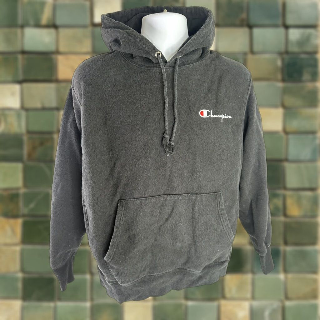 Champion VINTAGE Champion Reverse Weave Hoodie Mens Large Black Long Sleeve Sweatshirt Size US L / EU 52-54 / 3 - 1 Thumbnail