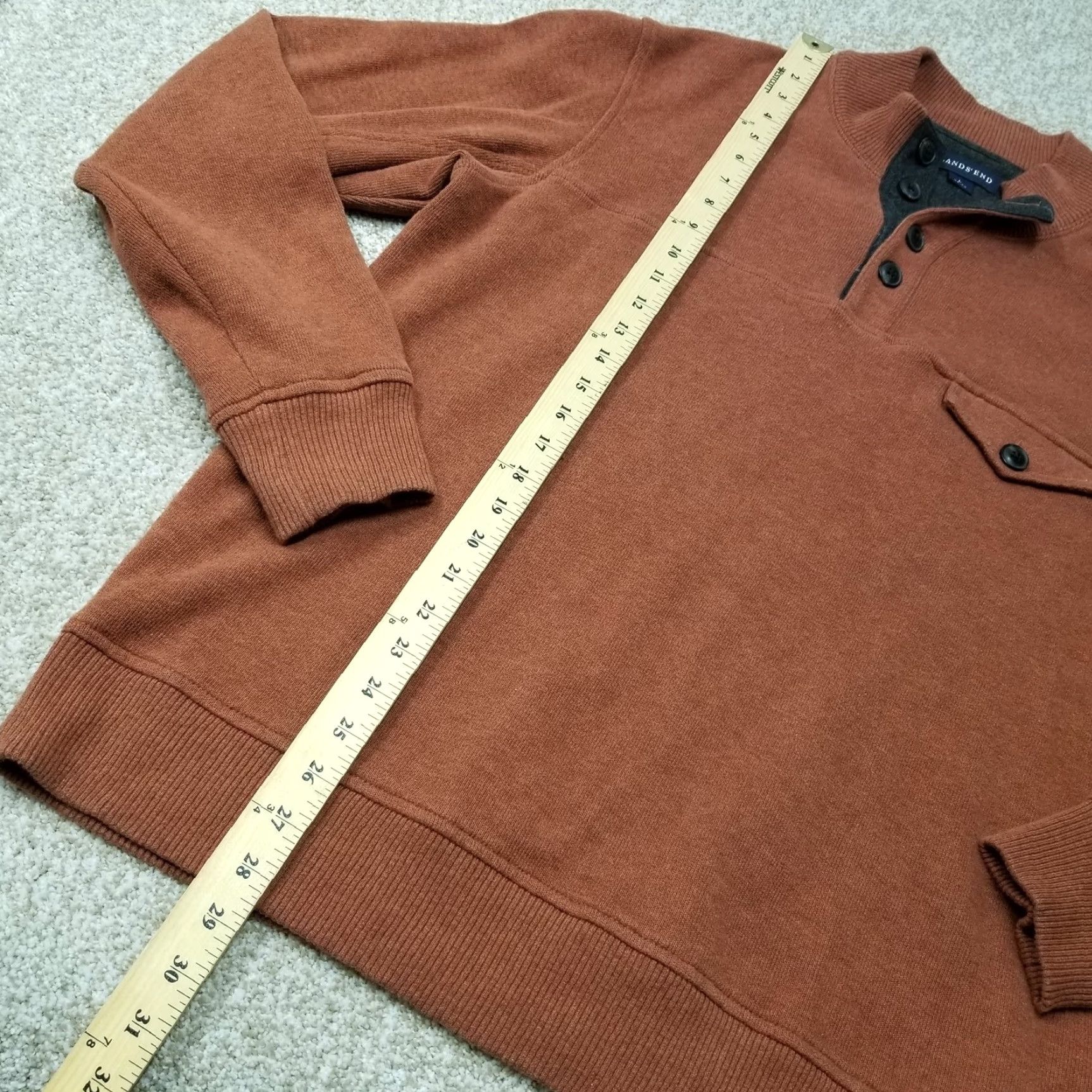 Lands' End Lands' End Sweater Men L Brown Red Collared Cotton Button Casual Pullover Size US L / EU 52-54 / 3 - 6 Thumbnail