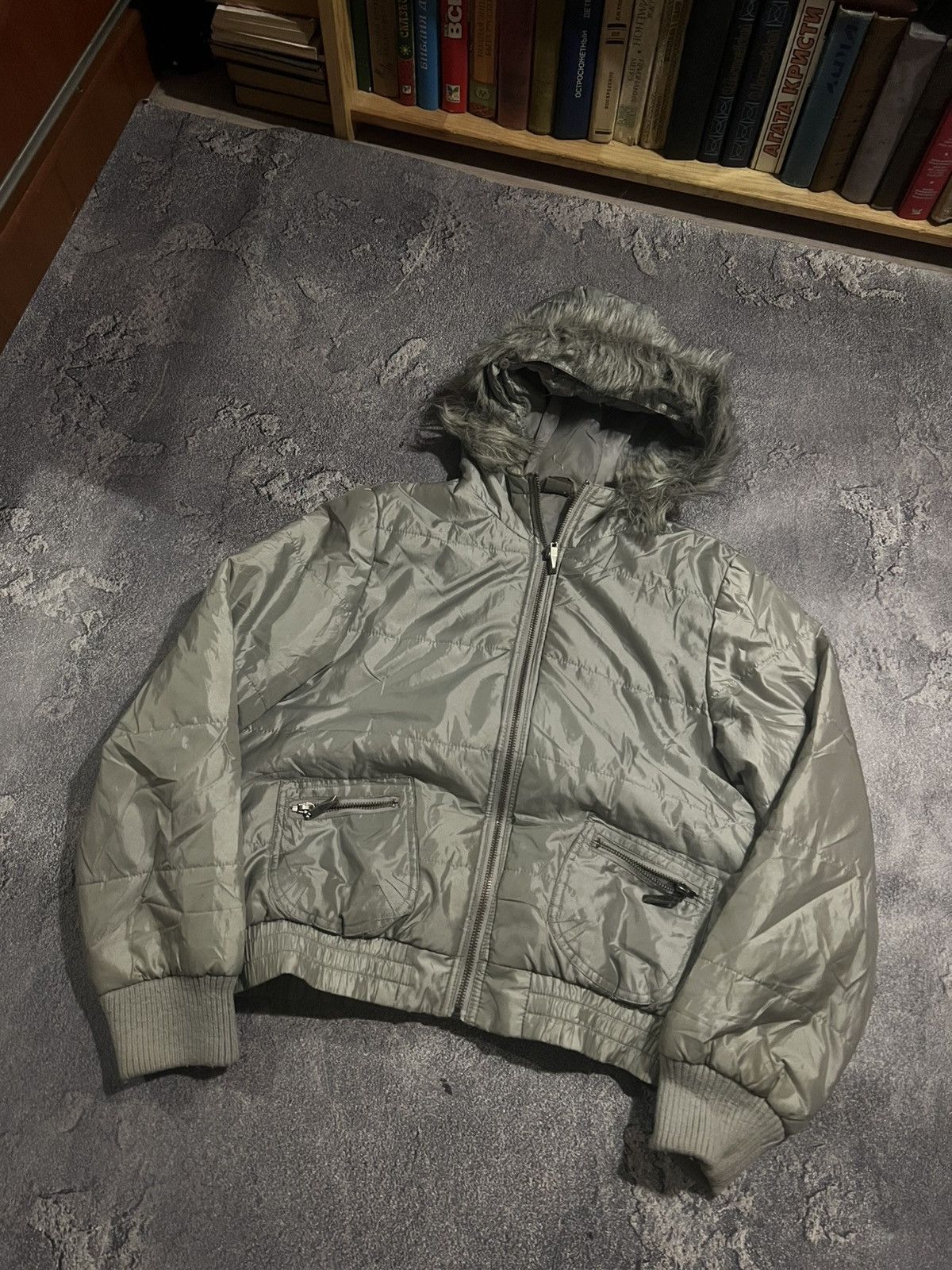 Japanese Brand Glamour Y2K Silver Bomber / Balenciaga Style / AvanGarde 90 Size US S / EU 44-46 / 1 - 2 Thumbnail