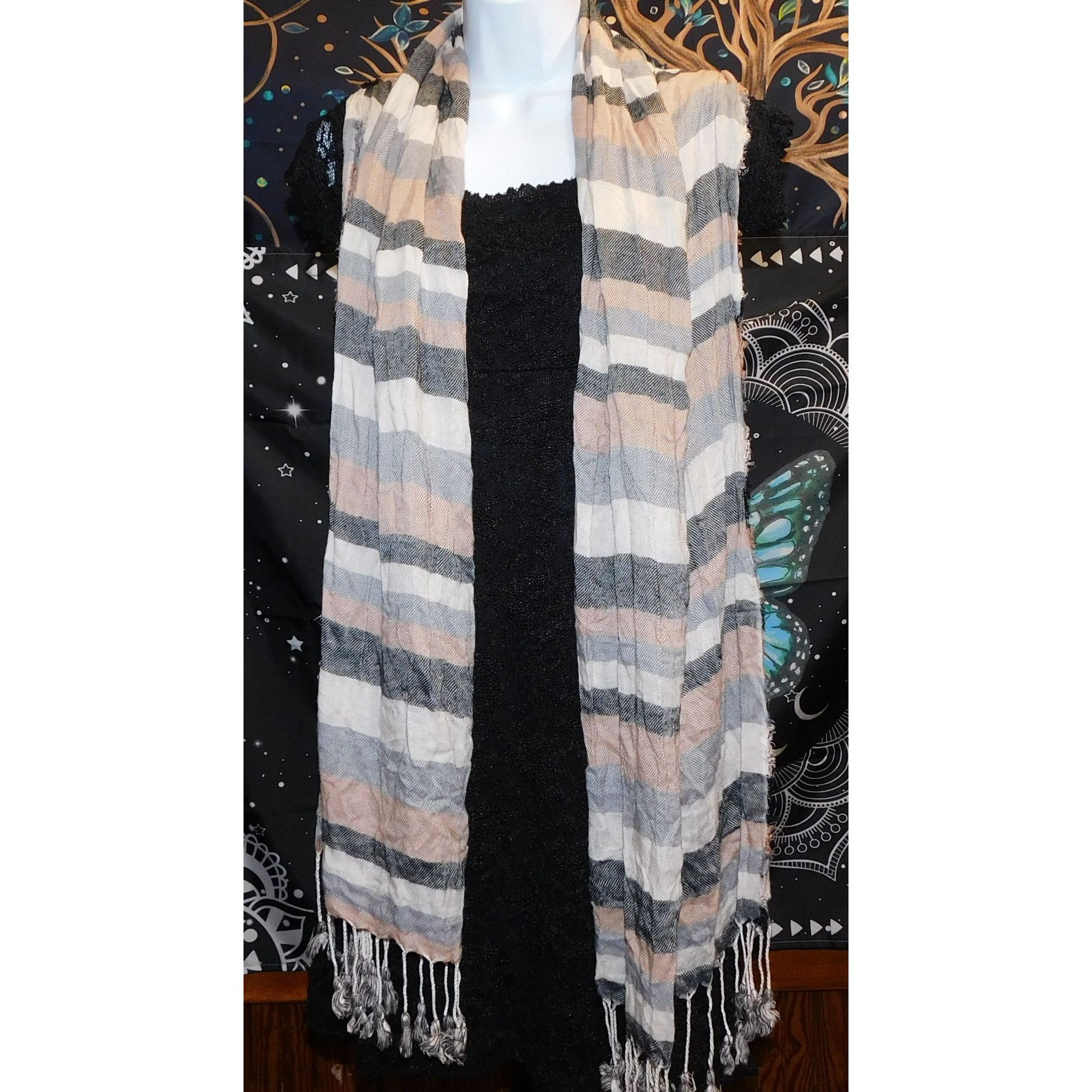 Other Charming Charlie Y2K Striped Lightweight Scarf With Fringe P Size ONE SIZE - 3 Thumbnail