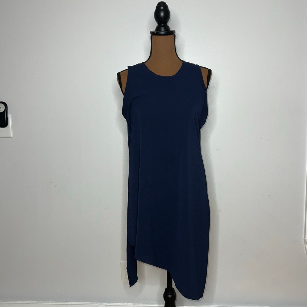 SSENSE Spense Asymmetrical Navy Blue Sleeveless Tunic Tank Top Blou Size M / US 6-8 / IT 42-44 - 11 Thumbnail