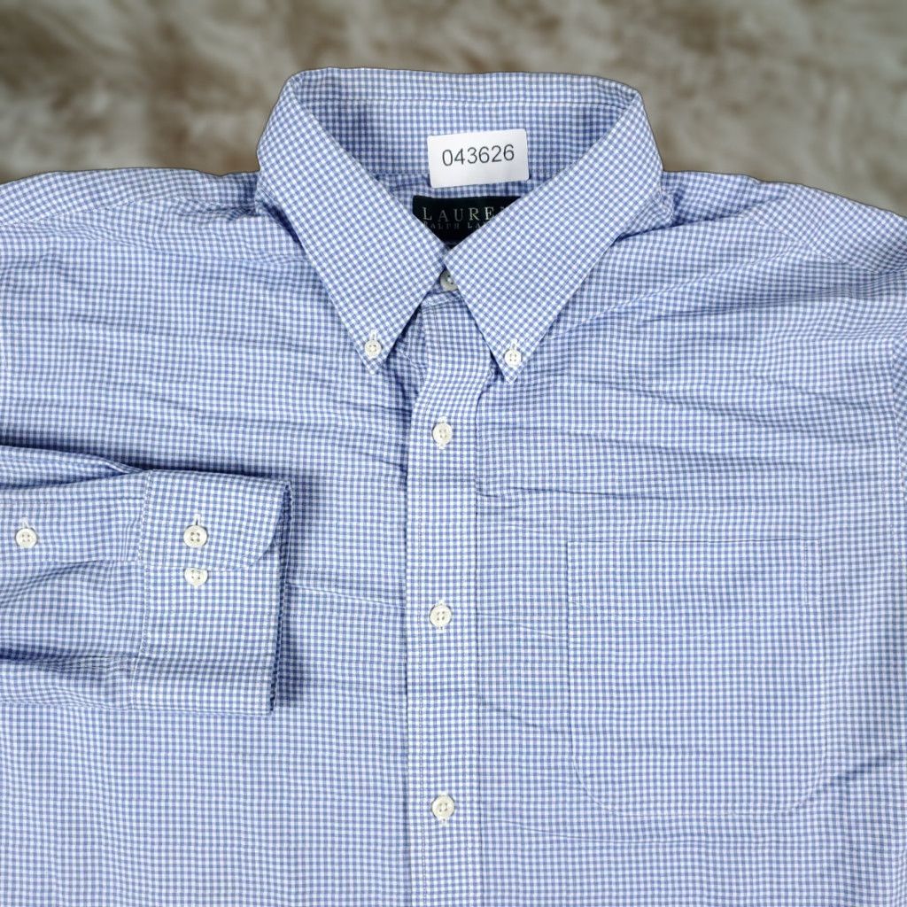 Ralph Lauren Ralph Lauren Dress Shirt Mens Size 17 Blue Check Long Sleeve Button-Down Size 46R - 1 Thumbnail