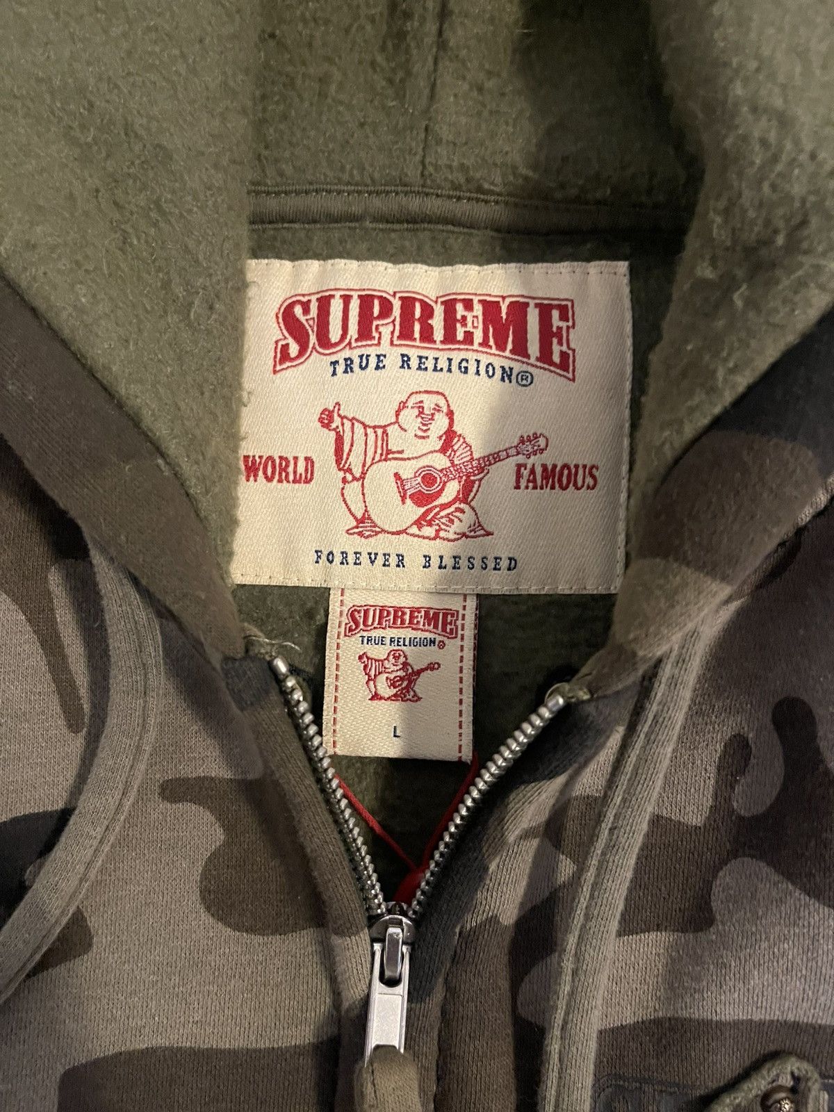Supreme × True Religion Supreme x True Religion Camo Zip Up Sweatshirt Size US L / EU 52-54 / 3 - 7 Thumbnail