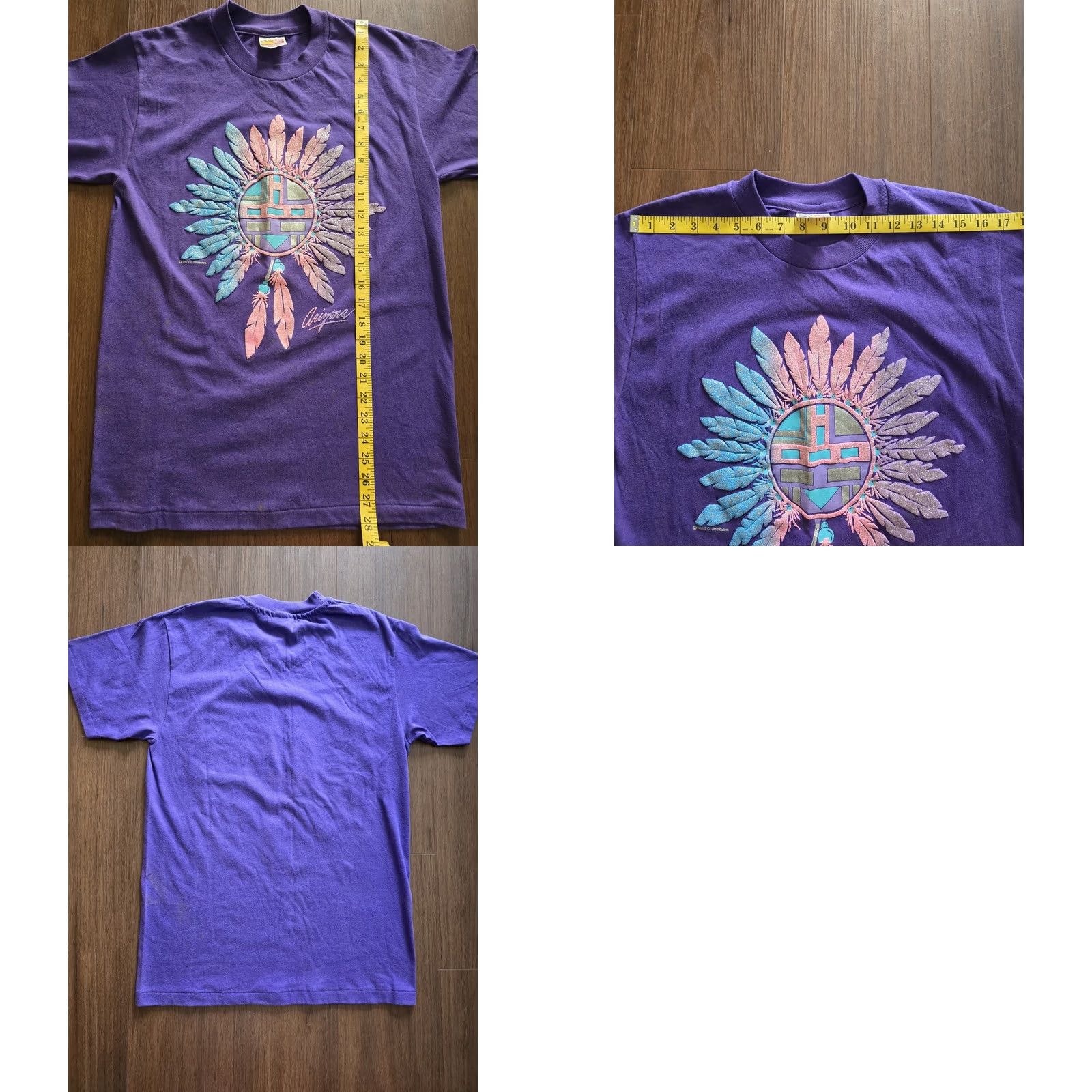 Hanes Vintage 90s Arizona Purple Shirt Adult Medium Hanes Casual Western Southwest Style Size M / US 6-8 / IT 42-44 - 8 Thumbnail