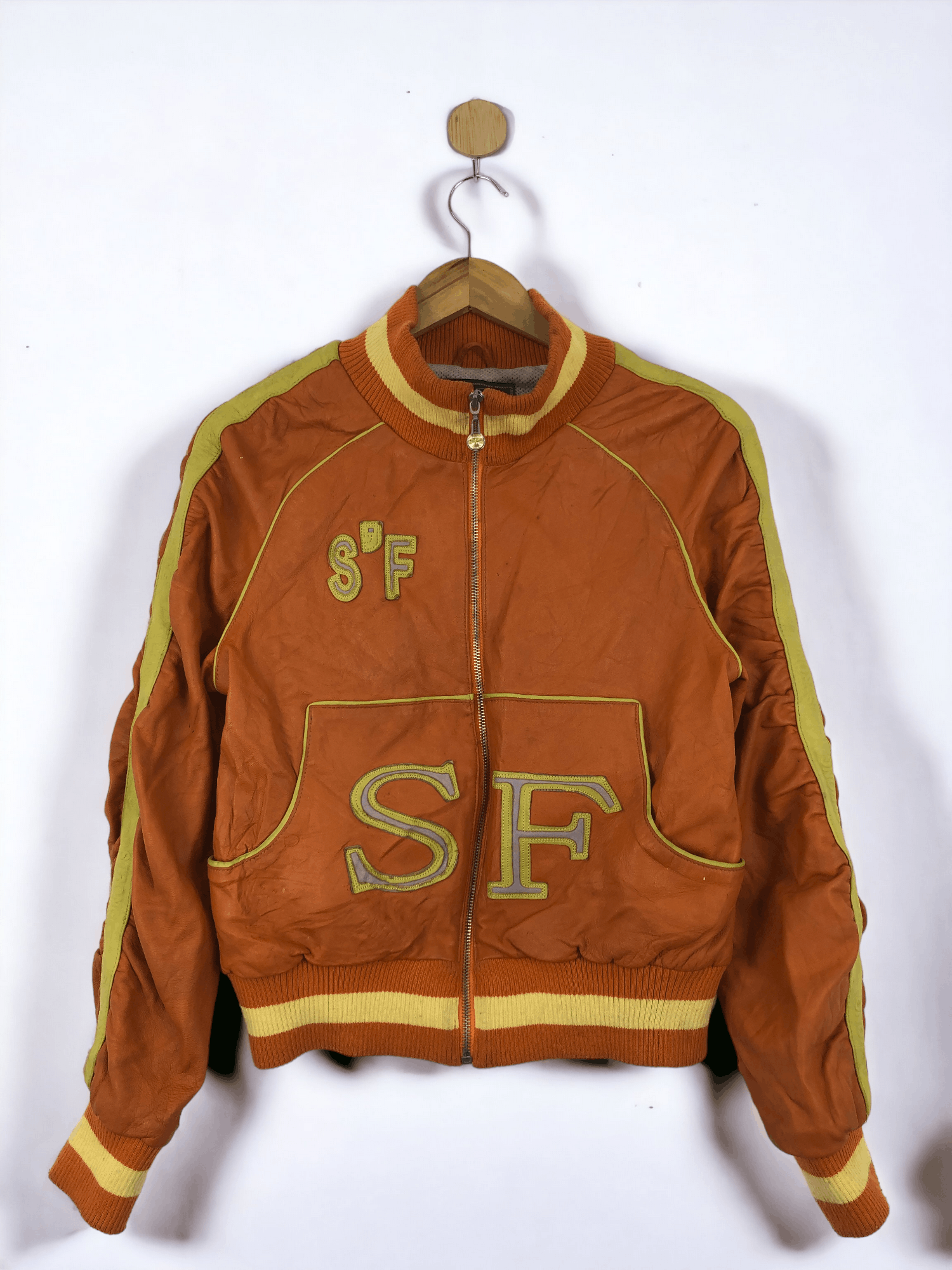 Japanese Brand Vintage Strong Fisher Zipper Ups Leather Jacket JA0026 Size US L / EU 52-54 / 3 - 3 Thumbnail