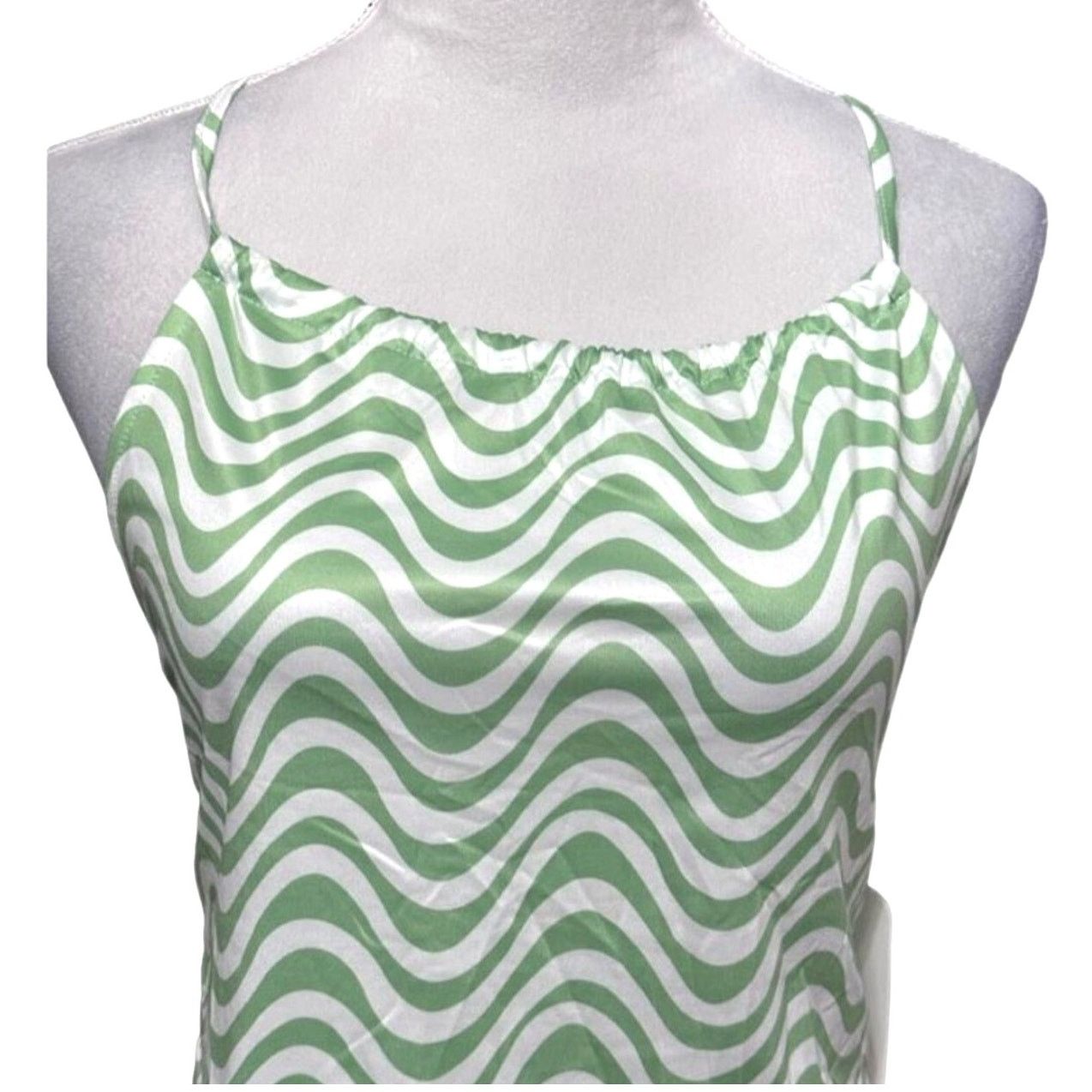 Other Elodie Crop Top Geometric Spaghetti Strap Backless Green L Size L / US 10 / IT 46 - 2 Thumbnail