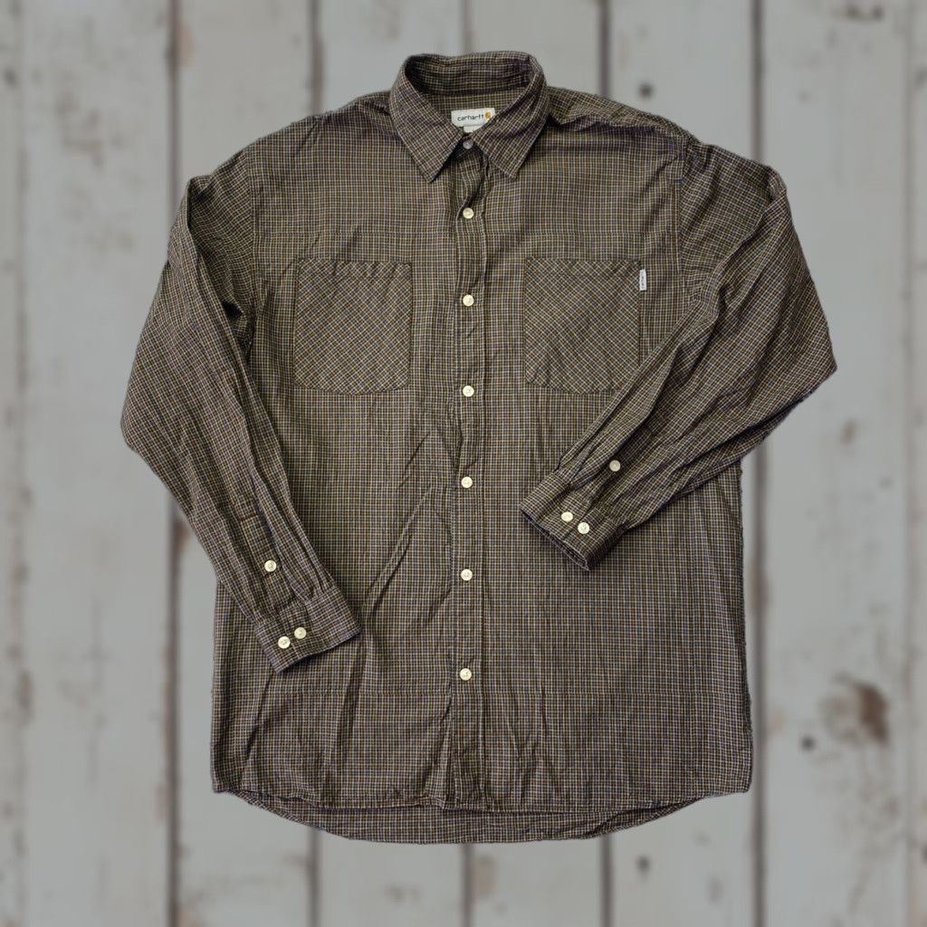 Carhartt VINTAGE Carhartt Shirt Men Large Brown Cotton Long Sleeve Flannel Button-Up Size US L / EU 52-54 / 3 - 1 Thumbnail