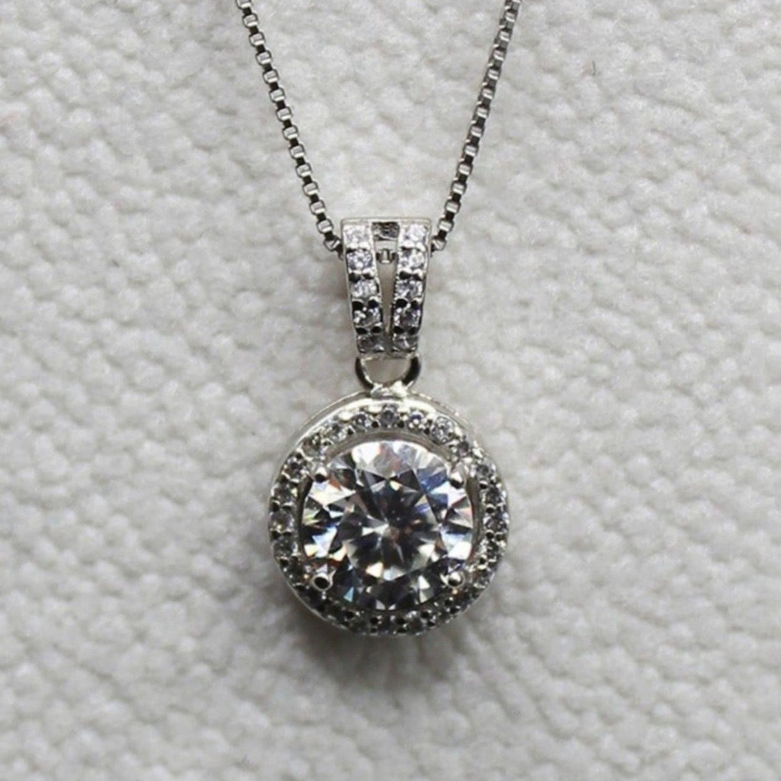 Other 1 Ct Moissanite Halo Pendant Necklace Plated 925 Silver Size ONE SIZE - 3 Thumbnail