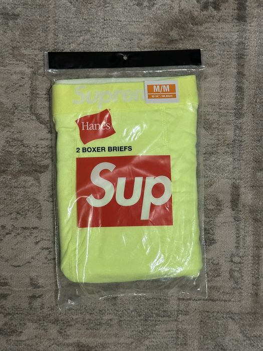 Supreme Hanes Boxer Briefs (2 Pack) Flourescent Yellow