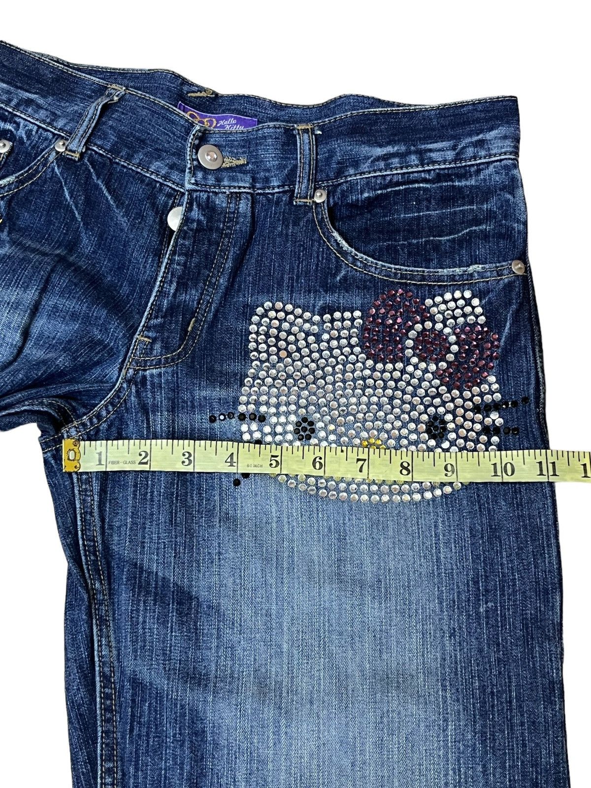 Anime VINTAGE HELLO KITTY SEQUINS LOGO 2006 LOWRISE WIDE LEG JEANS Size US 32 / EU 48 - 15 Thumbnail
