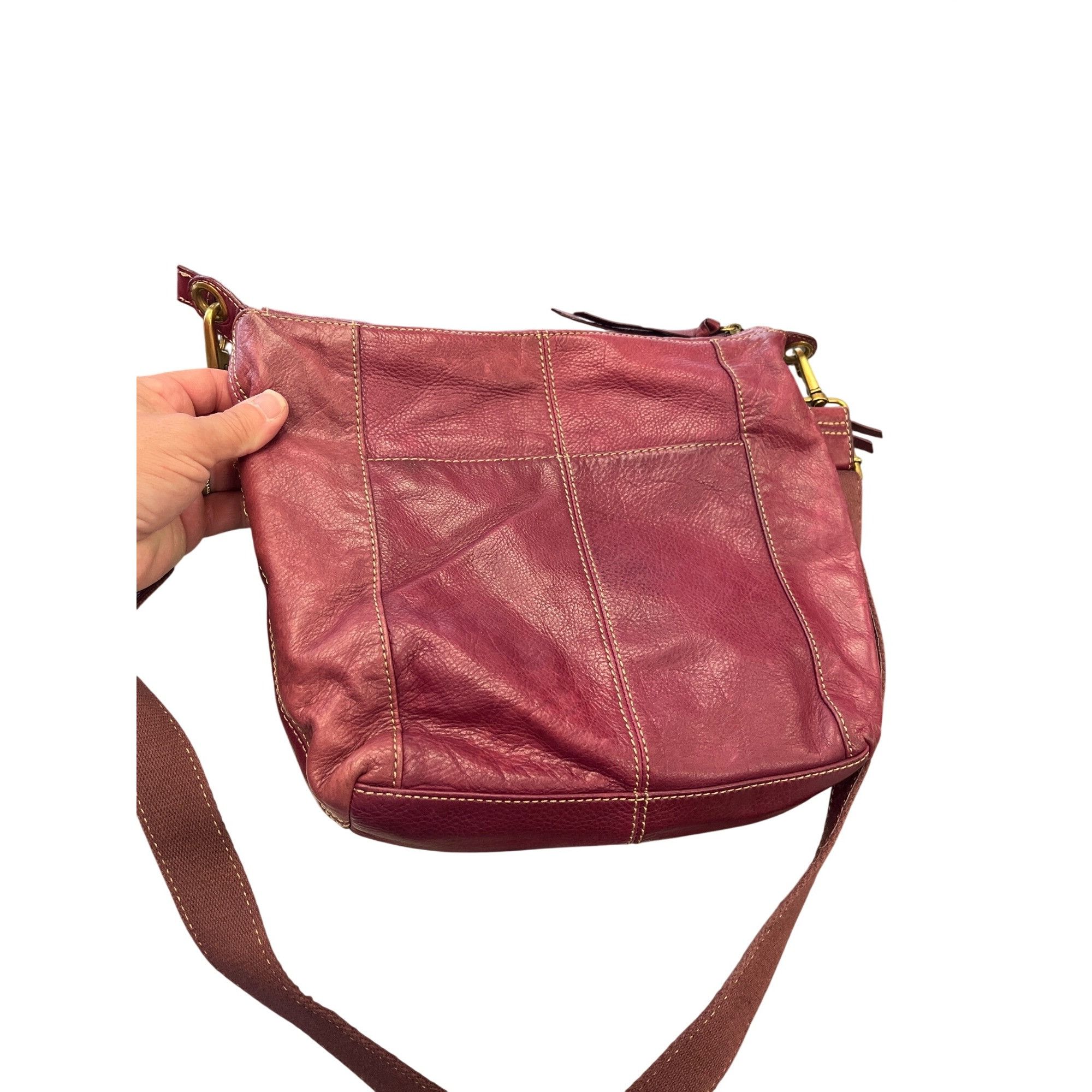 Fossil Fossil VTG wms red gold ware leather crossbody shoulder hand Size ONE SIZE - 9 Thumbnail