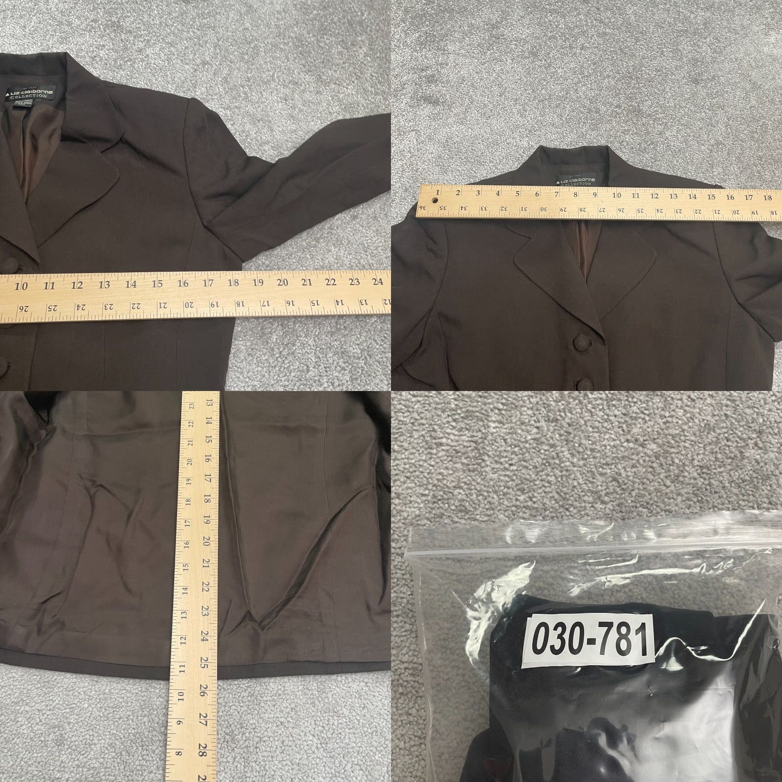 Liz Claiborne VINTAGE Liz Claiborne Blazer Jacket Womens 4P Petite Dark Brown 6 Buttons Work Shirt Size S / US 4 / IT 40 - 8 Thumbnail