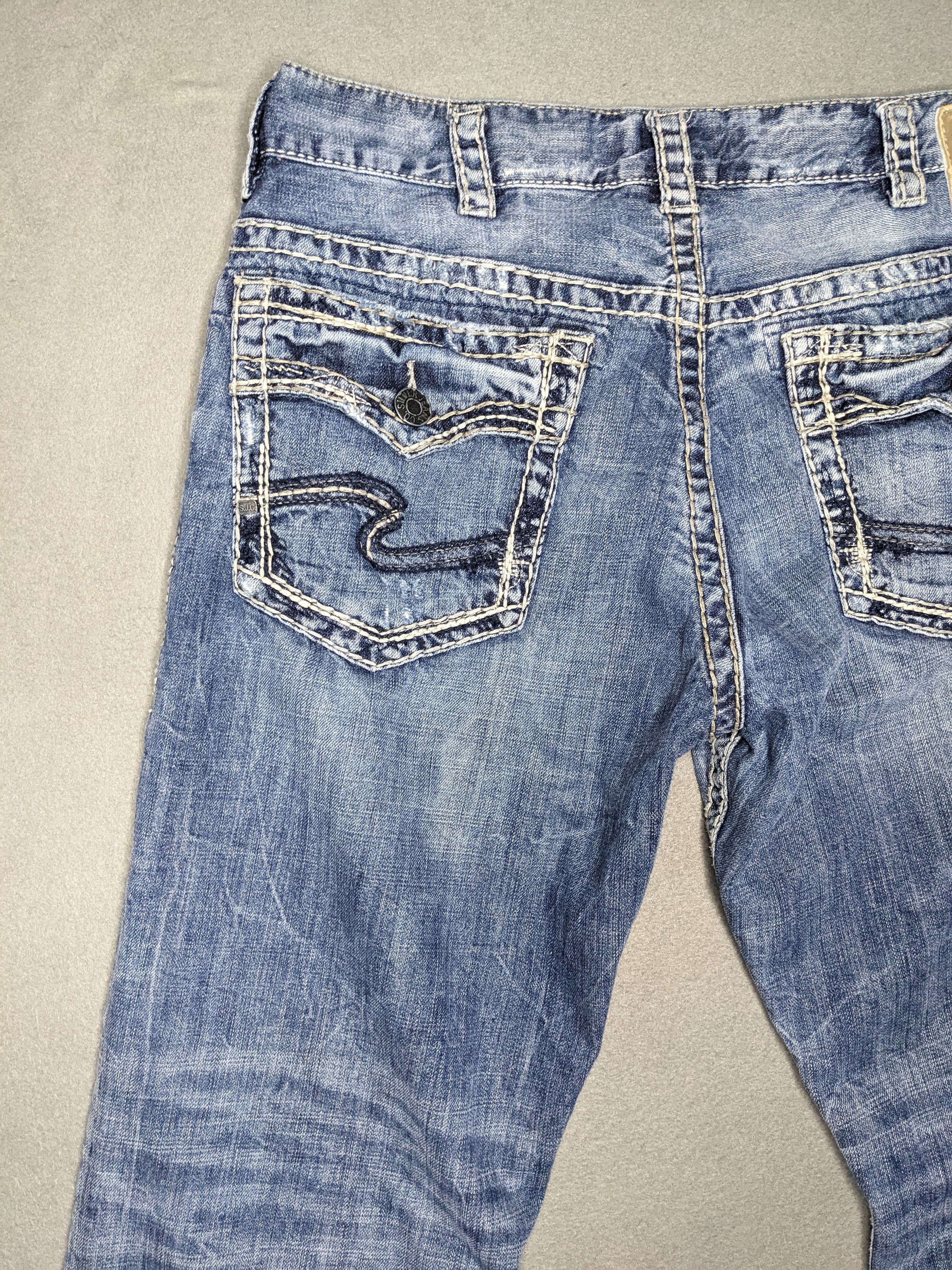 Silver Jeans Co. VTG Silver Jeans 35x33 Grodie Flap Thick Stitch Denim Y2K Size US 35 - 3 Thumbnail