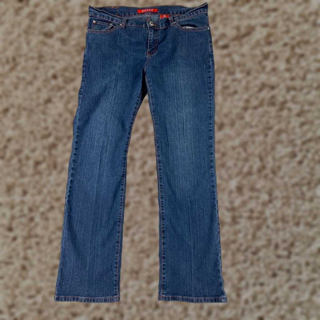 Denime VINTAGE PAZZO Jeans Women Bootscut Denim 31x31 Blue Floral Embellished Ramie Cotton Blend 15 Regular Size Size 36" / US 14 / IT 50 - 1 Thumbnail