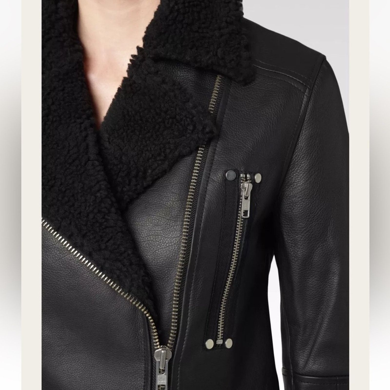 Paige PAIGE Rooney Black Leather Moto Jacket *S *NWT Size S / US 4 / IT 40 - 5 Thumbnail