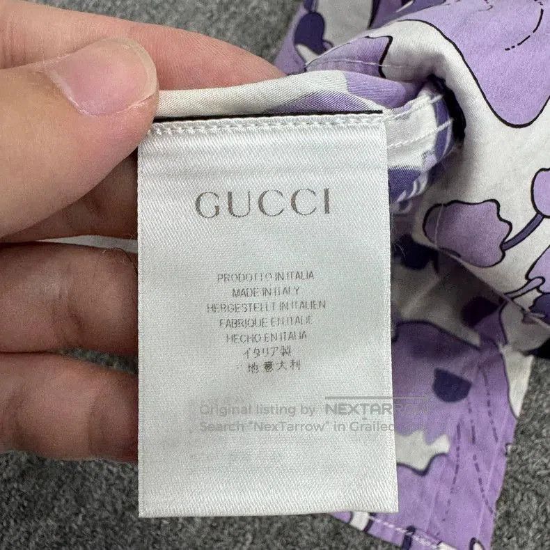 Gucci Gucci Purple Floral Short Sleeve Shirt. Size US M / EU 48-50 / 2 - 4 Thumbnail