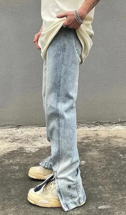 Designer × Japanese Brand × Jean Streetwear Side Slit Open-zipper Baggy Jeans Size US 32 / EU 48 - 2 Thumbnail