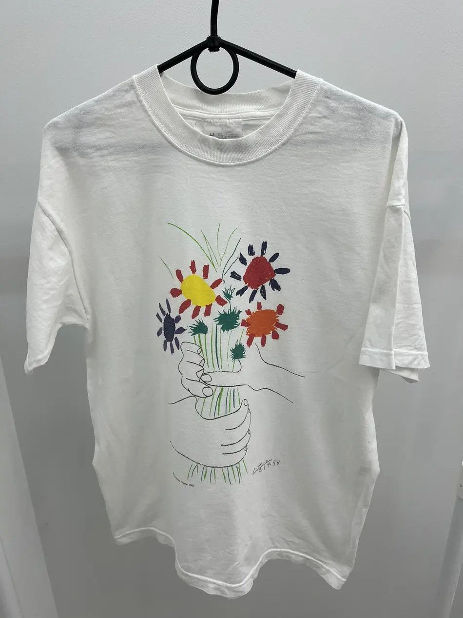 Vintage Vintage Picasso Bouquet Of Peace Printed Logo Cotton Tee Size US L / EU 52-54 / 3 - 1 Thumbnail