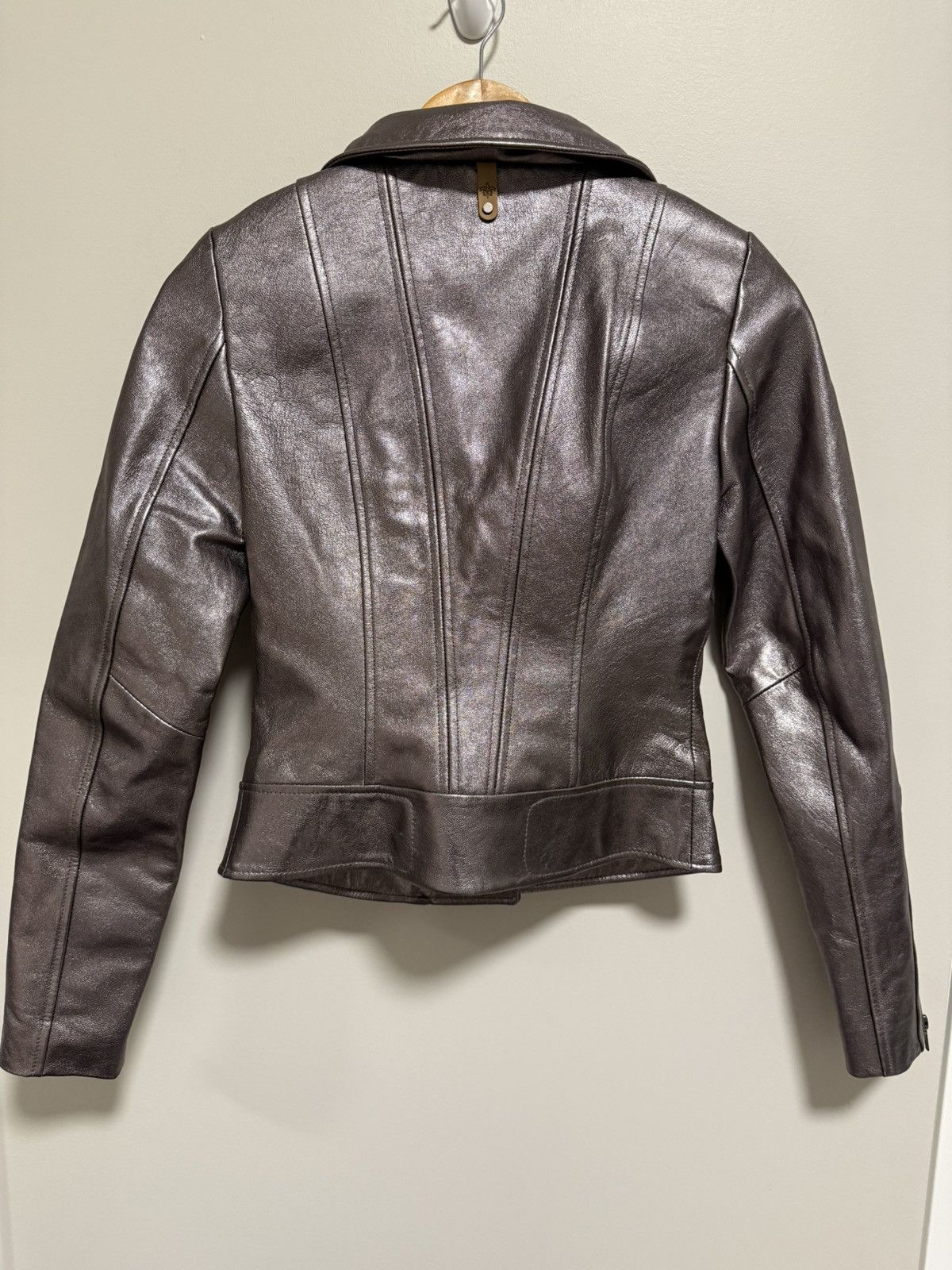 Mackage Mackage x Aritzia Metallic Lambskin Leather Moto Jacket XXS Size XXS / US 00 / IT 34 - 3 Thumbnail