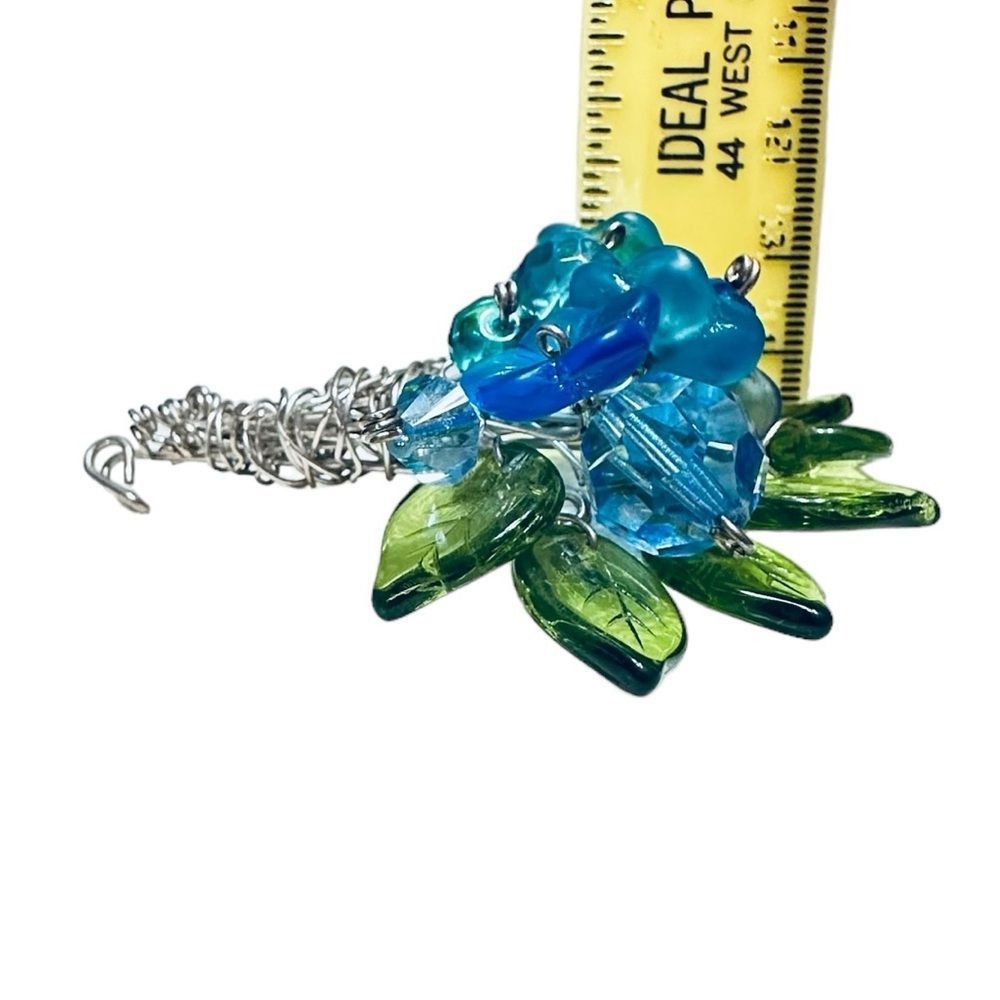 Vintage Vintage art glass flower bouquet on silver tone hand wired l Size ONE SIZE - 9 Thumbnail