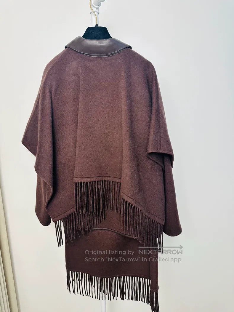 Hermes Hermes Brown Fringe Set, 100% Cashmere + Genuine Leather L Size XXS / US 00 / IT 34 - 5 Thumbnail
