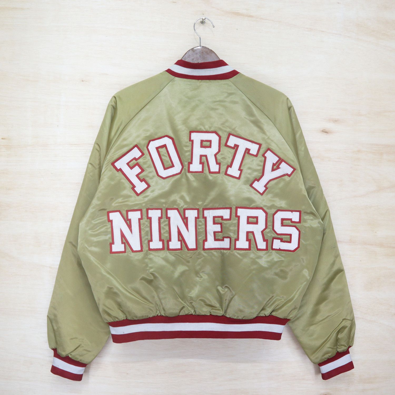 image of Nfl San Fransisco Forty Niners By Chalk Line Bomber Varsity in Gold, Men's (Size Large)