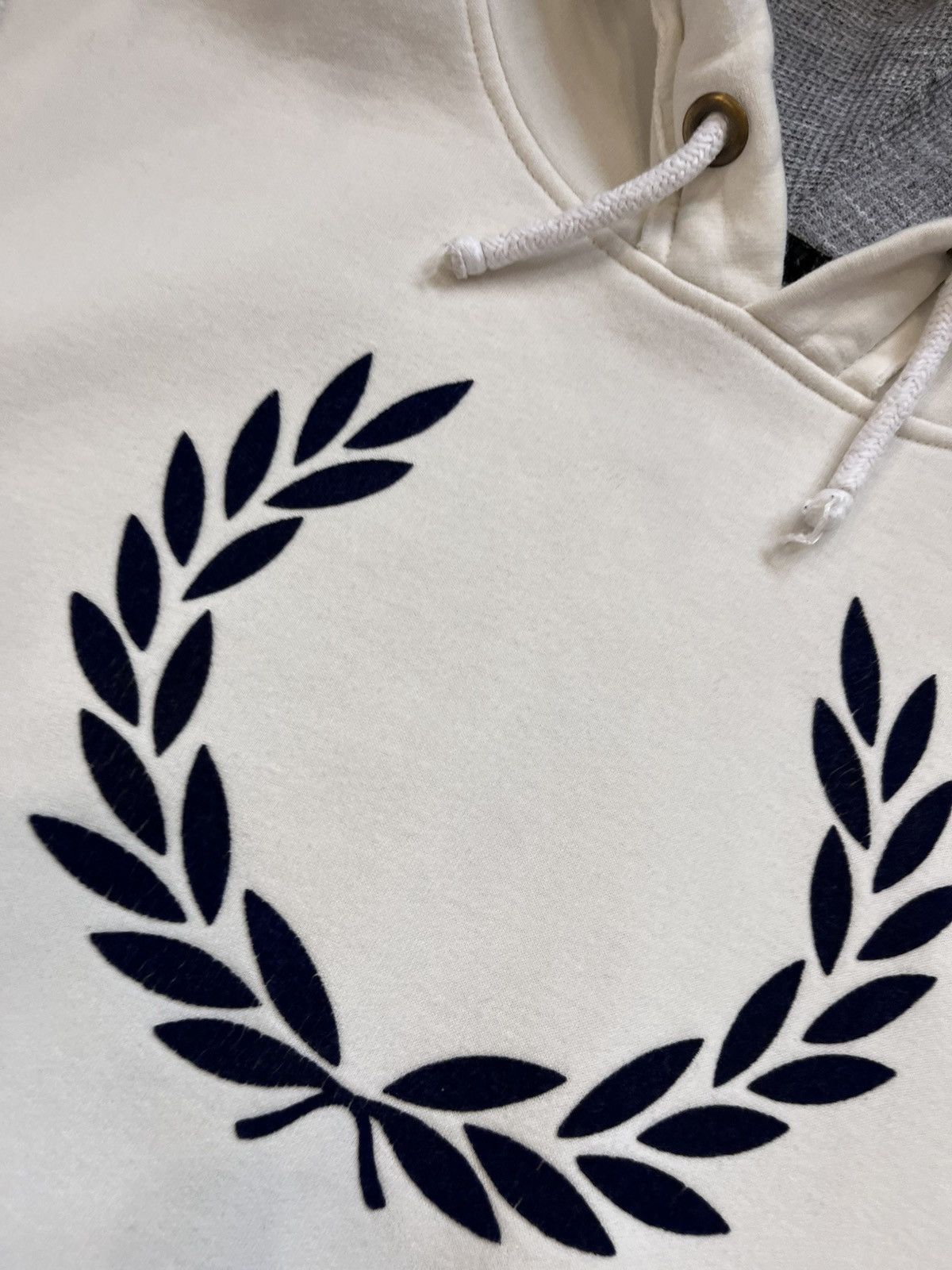 Fred Perry × Vintage Vintage Fred Perry Hoodie Fleece Big Logo Beige oversize Size US XXL / EU 58 / 5 - 8 Thumbnail
