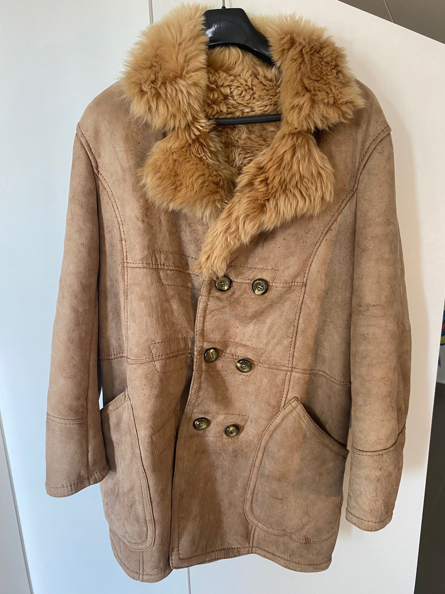Other Original Shearling Sheepskin Fur Vintage Coat for Men M/L Size US M / EU 48-50 / 2 - 12 Thumbnail