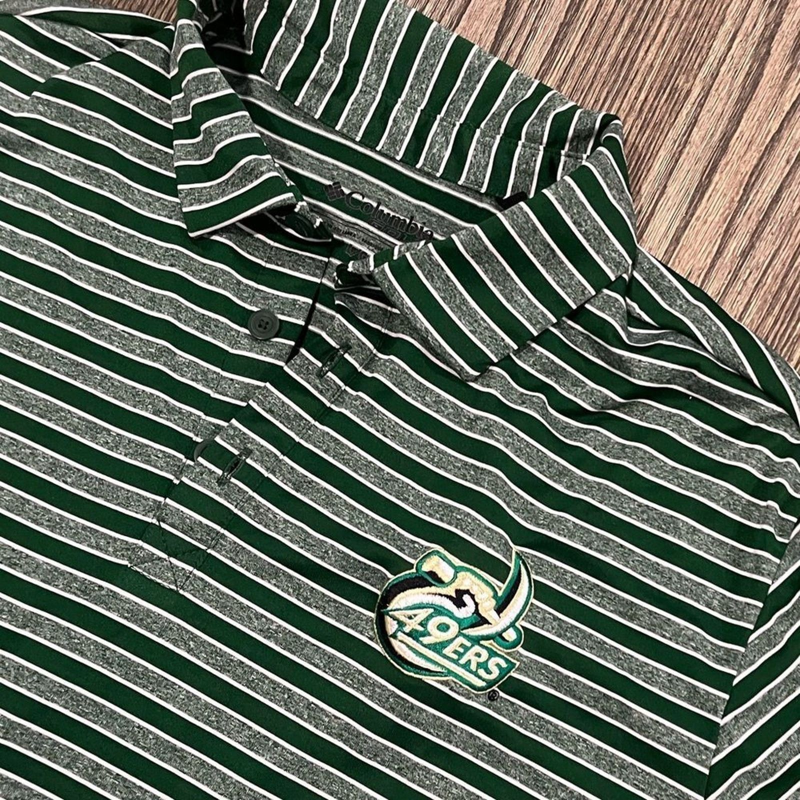 Columbia Columbia Golf Polo Shirt Striped 49ERS Short Sleeve Green L Size US L / EU 52-54 / 3 - 2 Thumbnail