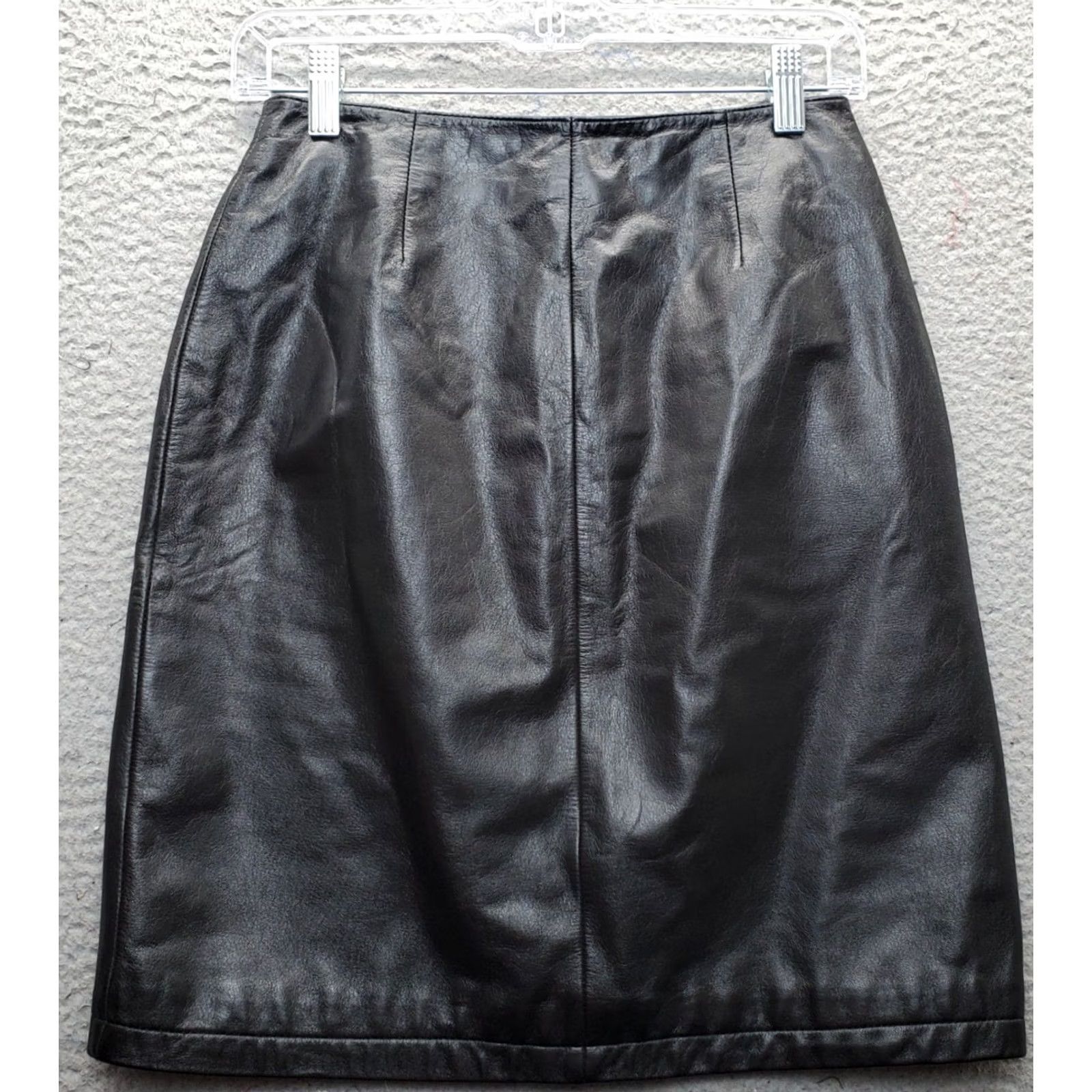 Vintage Maxima Womens Pencil Skirt 4 Black Leather Zipper Back Vent 90s Y2K Vintage? Size 27" / US 4 / IT 40 - 2 Thumbnail