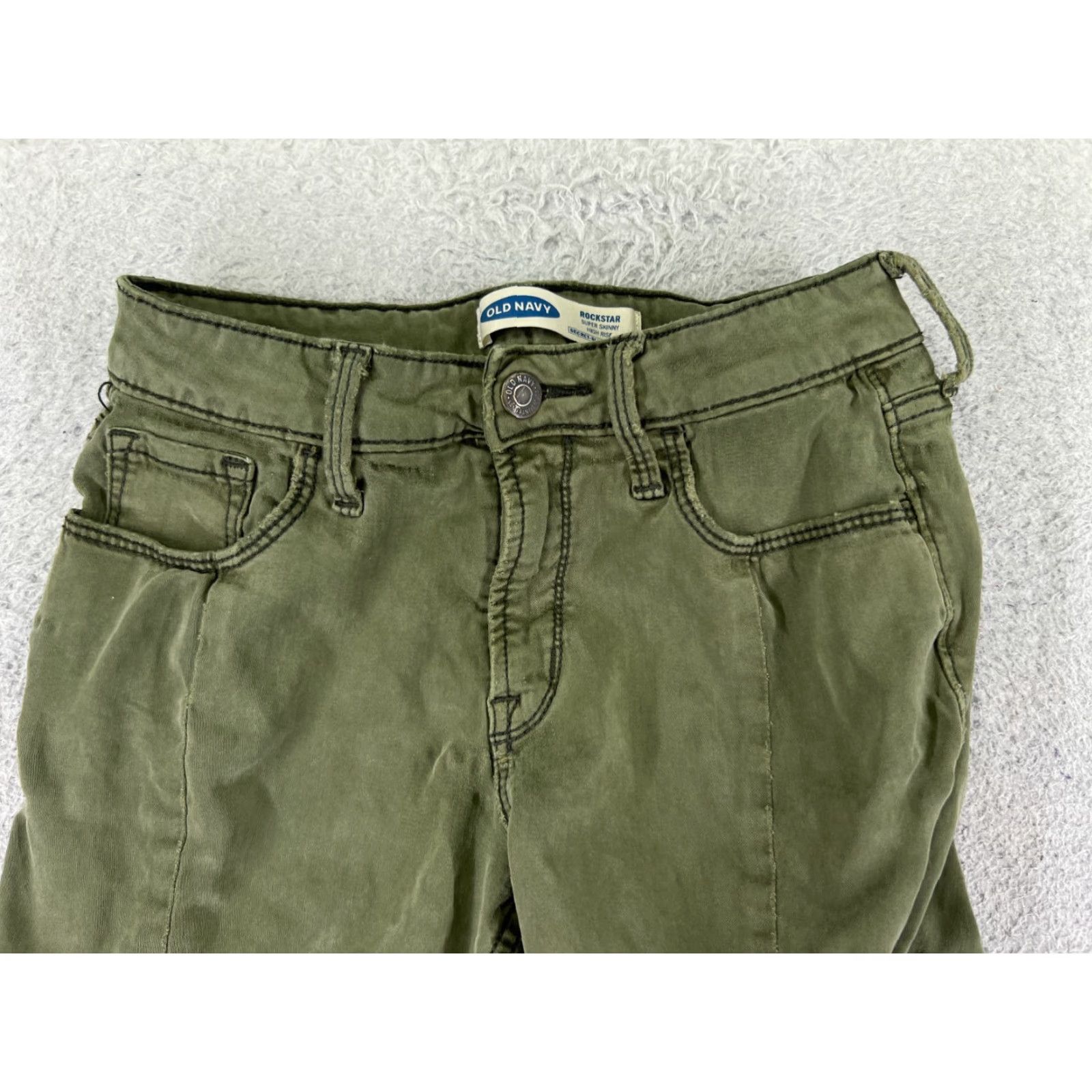 Old Navy Old Navy Rockstar High Rise Super Skinny Jeans Women 0 Green Denim Distressed 90s Size 25" / US 0 / IT 36 - 4 Thumbnail
