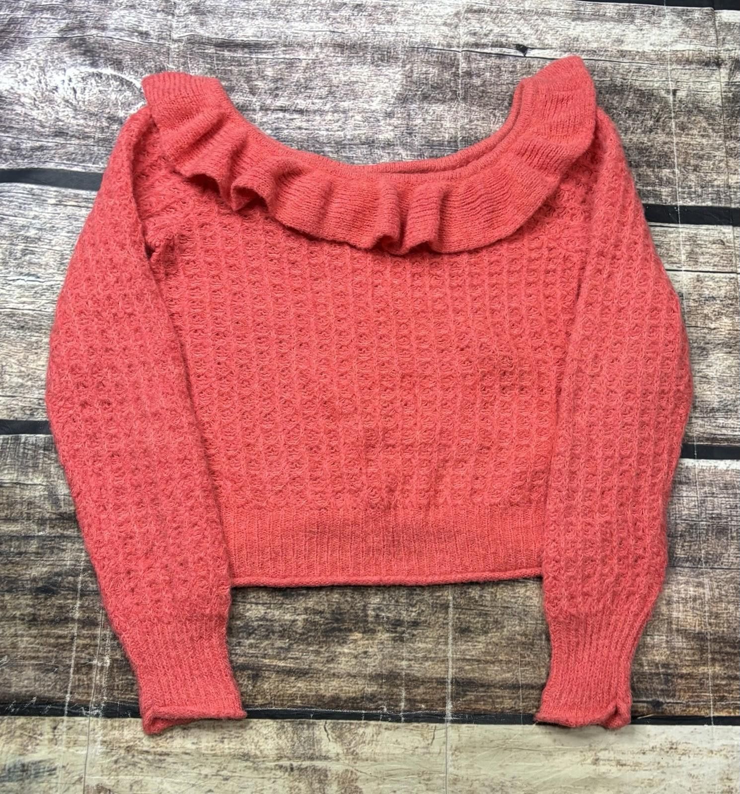 Other Anthropologie Sweater Womens XS Wool Blend Ruffle Boat Neck Size XS / US 0-2 / IT 36-38 - 1 Thumbnail