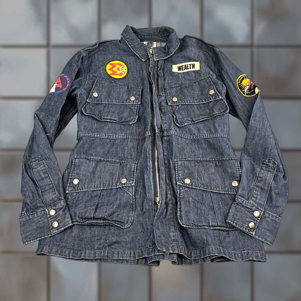 Billionaire Boys Club Billionaire Boys Club Mens Denim Jacket Large Military Style Patches Japan Made Jacket Size US L / EU 52-54 / 3 - 1 Thumbnail