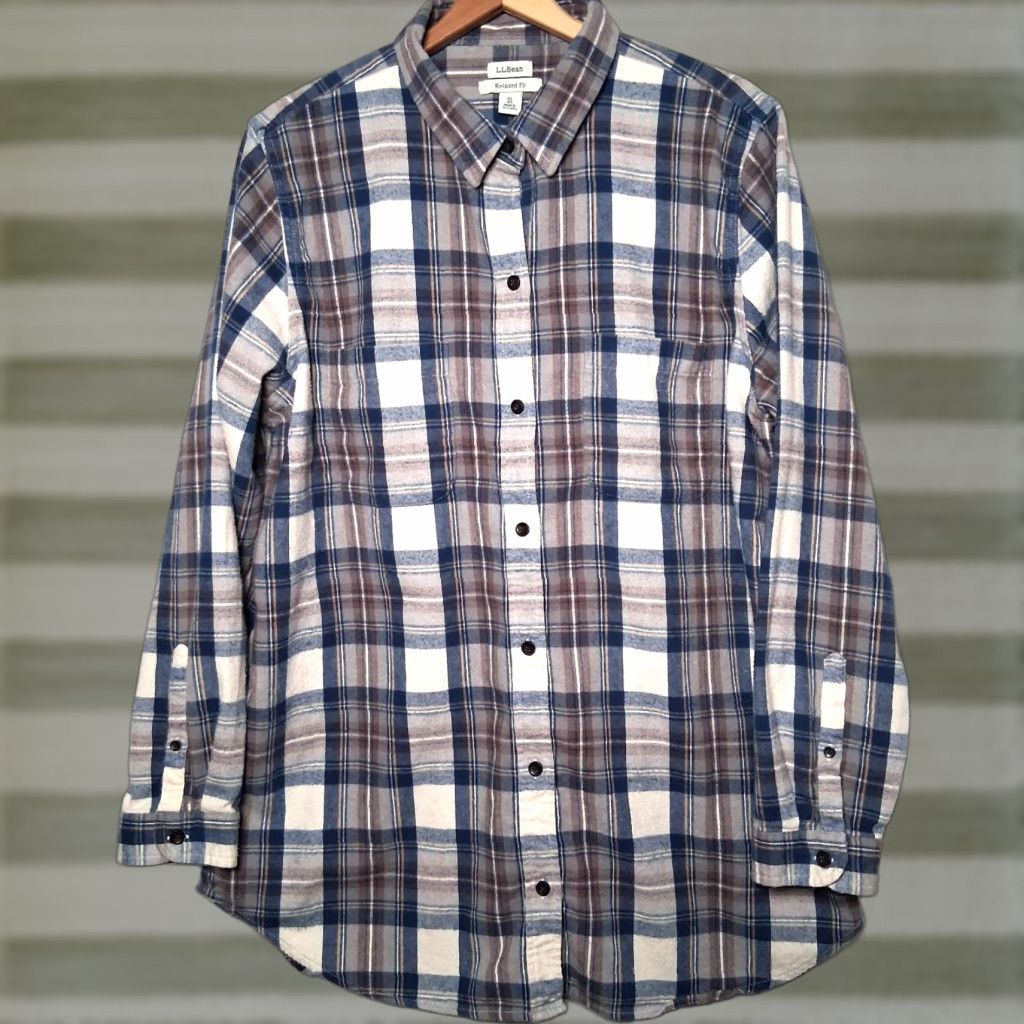 Vintage VINTAGE LL Bean Flannel Shirt Men XL Blue Tan Scotch Plaid Tartan Classic 508276 Size US XL / EU 56 / 4 - 1 Thumbnail