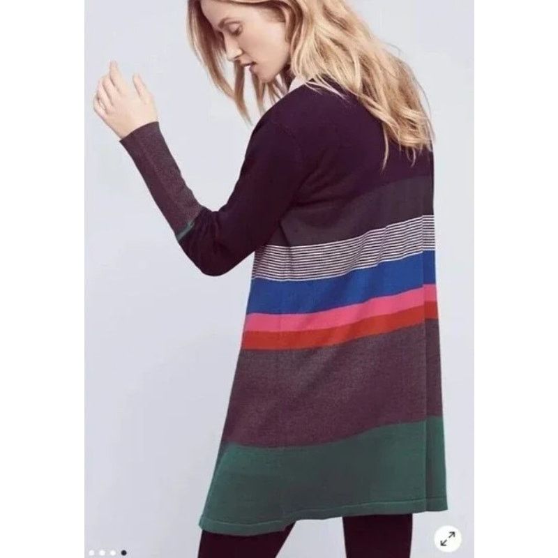 Anthropologie Lili's Closet Anthropologie Junie Striped Square Cardigan Size S / US 4 / IT 40 - 2 Thumbnail