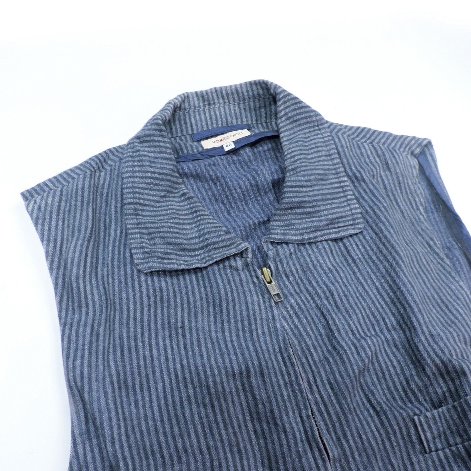 Romeo Gigli ROMEO GIGLI WABASH STRIPED DENIM VEST Size US L / EU 52-54 / 3 - 5 Thumbnail